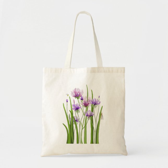 Purple Flowers and Bugs Tote Bag (Front)