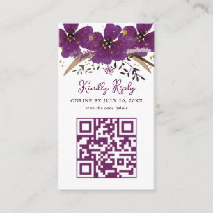 Purple Flowers and Gold QR Code Enclosure Card
