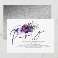 Purple Flowers and Silver Glitter Birthday Party