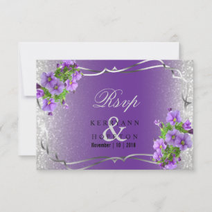 Purple Flowers and Silver Glitter - Rsvp