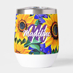 Purple Flowers and Yellow Sunflowers Personalised