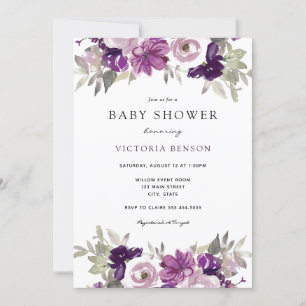 Purple Flowers Baby Shower invitation