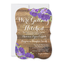 Purple Flowers Barn Wood MAP Wedding Invite