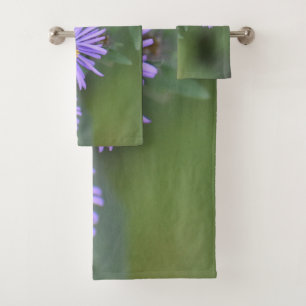 Purple Flowers Bath Towel Set