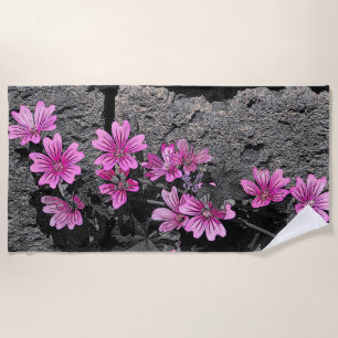 Purple flowers beach towel