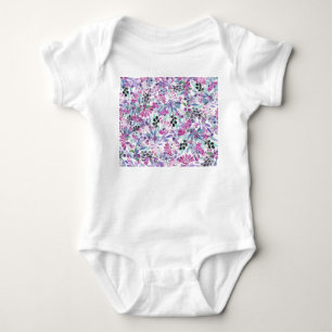 Purple Flowers & Berries: Watercolor Baby Bodysuit