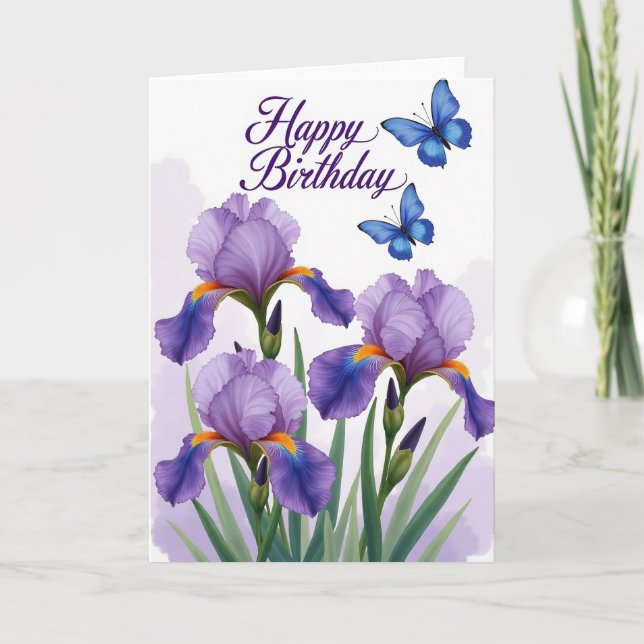 Purple Flowers Birthday Card (Front)