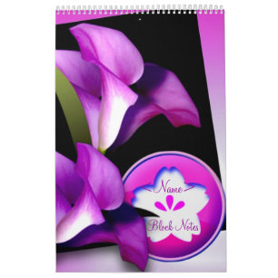 Purple Flowers Block Notes Calendar