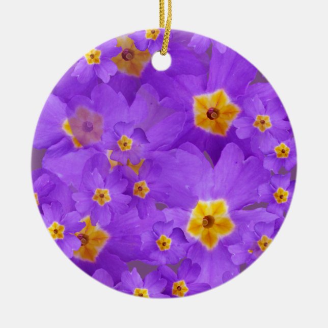 Purple Flowers Blossom Circle Ornament (Front)