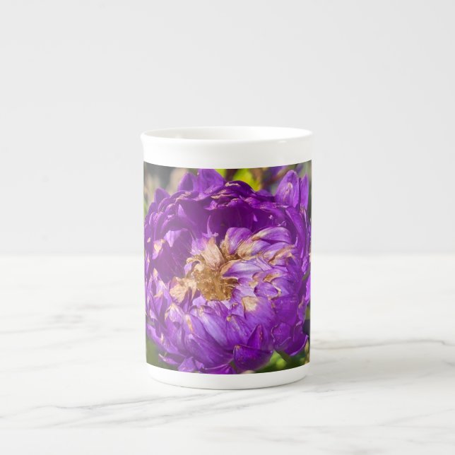 Purple flowers bone china mug (Front)