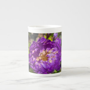 Purple flowers bone china mug