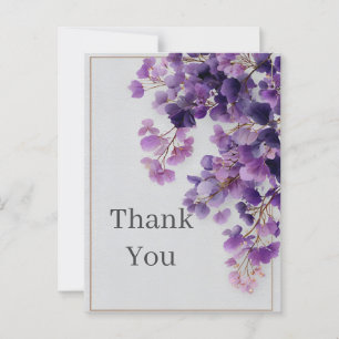 Purple Flowers & Border Thank You Card