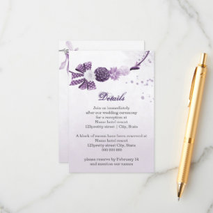 purple flowers botanical details enclosure card