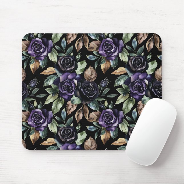 Purple Flowers Bronze Leaves Mouse Pad (With Mouse)