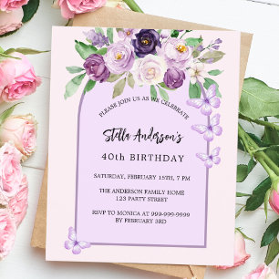 Purple flowers butterflies arch budget birthday