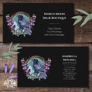 Purple Flowers Celestial Raven Crystals Wreath  Business Card