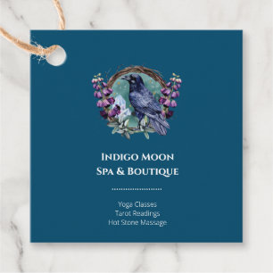 Purple Flowers Celestial Raven Crystals Wreath  Favour Tags