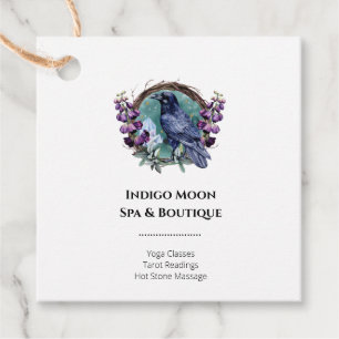 Purple Flowers Celestial Raven Crystals Wreath Favour Tags