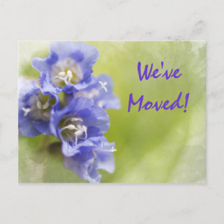 Purple Flowers Change of Address Announcement Postcard