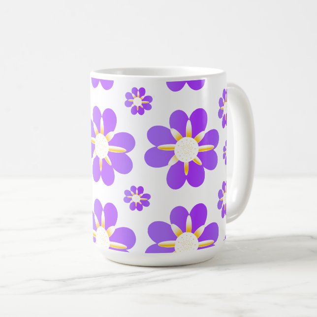 Purple Flowers Coffee Mug (Front Right)