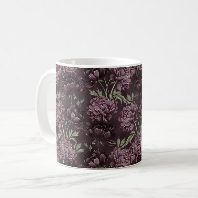 Purple Flowers Coffee Mug (Front Left)
