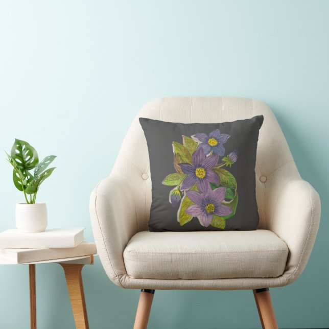 purple flowers cushion (Chair)