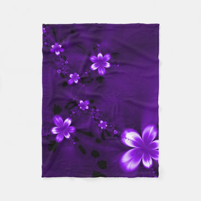 Purple Flowers Fleece Blanket (Front)