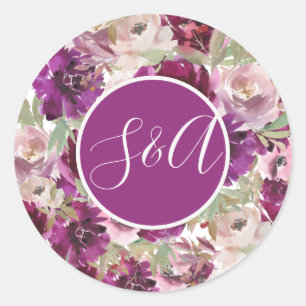 Purple Flowers Floral Classic Round Sticker
