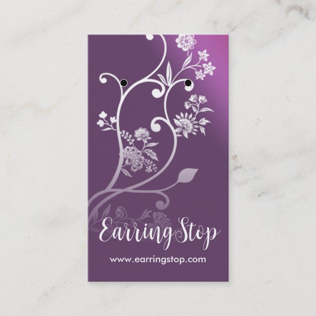 Purple Flowers Floral Earring Cards (Front)