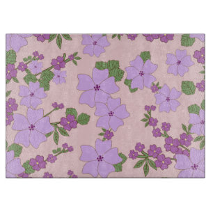 Purple Flowers, Floral Pattern, Pattern Of Flowers Cutting Board