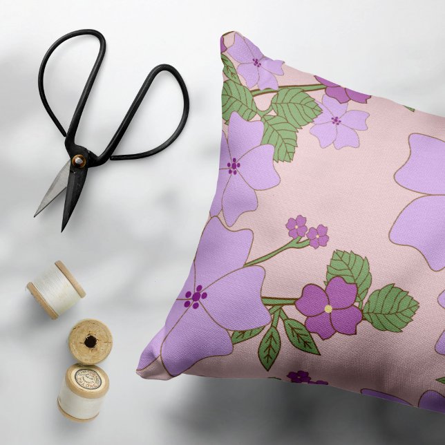Purple Flowers, Floral Pattern, Pattern Of Flowers Decorative Cushion (Creator Uploaded)