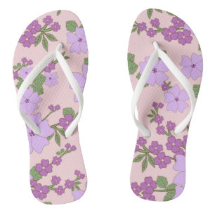 Purple Flowers, Floral Pattern, Pattern Of Flowers Jandals