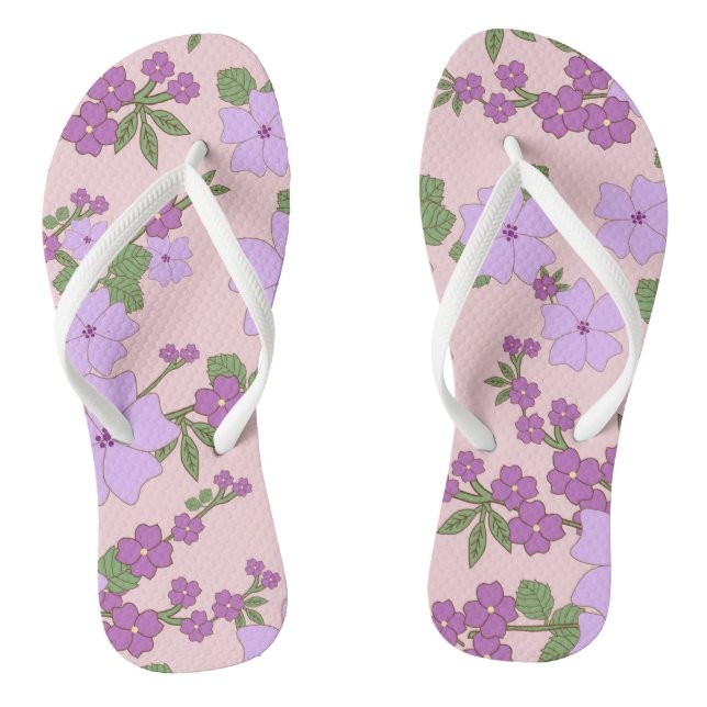 Purple Flowers, Floral Pattern, Pattern Of Flowers Jandals (Footbed)