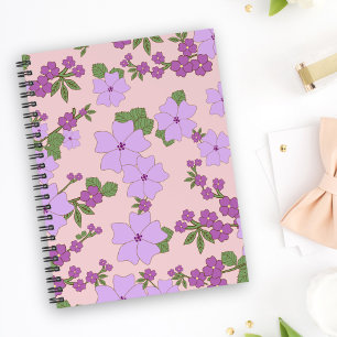 Purple Flowers, Floral Pattern, Pattern Of Flowers Notebook