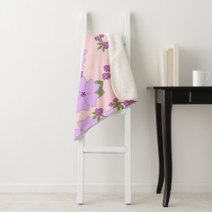 Purple Flowers, Floral Pattern, Pattern Of Flowers Sherpa Blanket