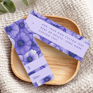 Purple flowers floral pattern price hang tag