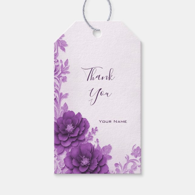 Purple Flowers Flourish Gift Tag (Front)
