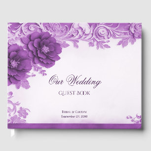 Purple Flowers Flourish Guest Book