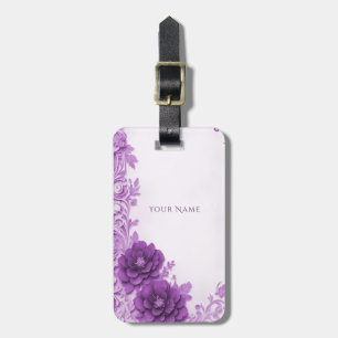 Purple Flowers Flourish Luggage Tag