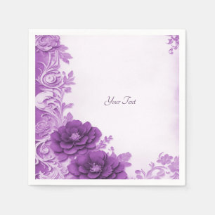 Purple Flowers Flourish Napkins