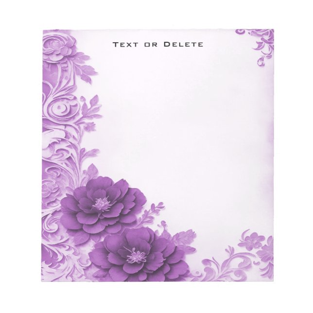 Purple Flowers Flourish Notepad (Front)