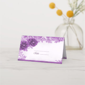 Purple Flowers Flourish Place Card