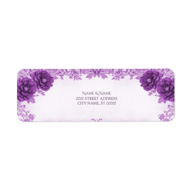 Purple Flowers Flourish Return Address Label (Front)
