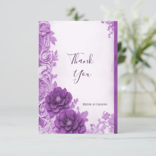 Purple Flowers Flourish Thank You Card
