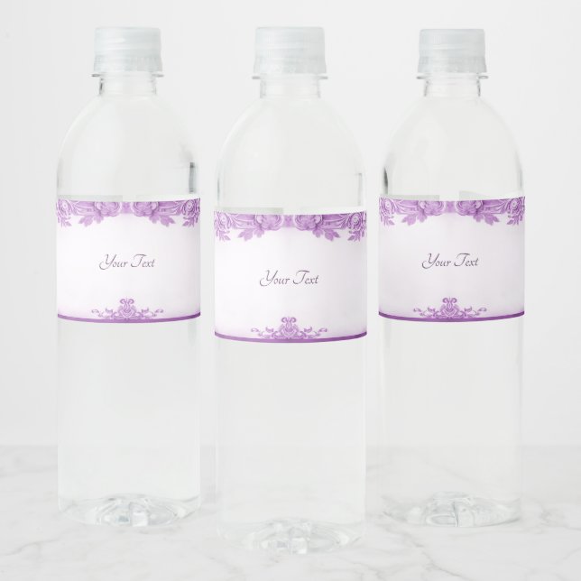 Purple Flowers Flourish Water Bottle Label (Bottles)