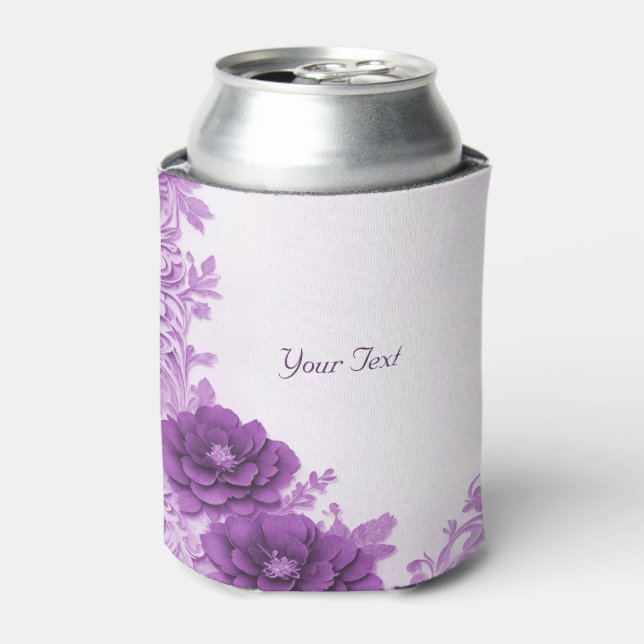 Purple Flowers Flourish Wedding Favour Can Cooler (Can Front)