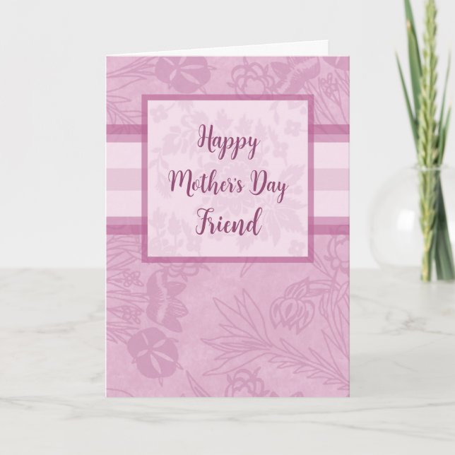 Purple Flowers Friend Happy Mother's Day Card (Front)