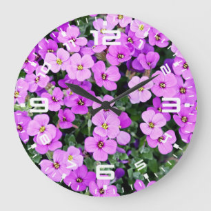 Purple Flowers Garden  Large Clock