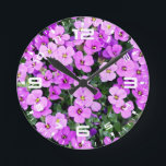 Purple Flowers Garden  Round Clock<br><div class="desc">Purple Flowers Garden</div>
