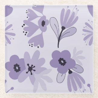 Purple Flowers Glass Coaster
